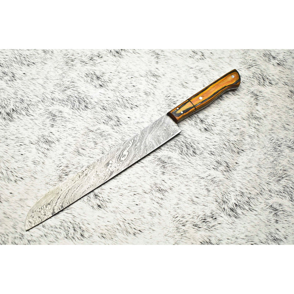 Handmade Damascus Steel Chef Knife  Full Tang Kitchen Knife  384 Layer Forged Blade 0