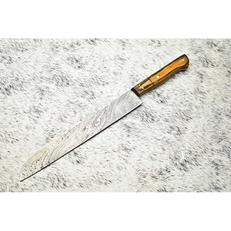 Handmade Damascus Steel Chef Knife  Full Tang Kitchen Knife  384 Layer Forged Blade 0