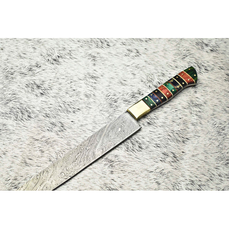 Custom HandForged Damascus Chef Knife  Full Tang Kitchen Knife  1095  15N20 Steel 1