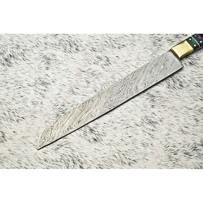 Custom HandForged Damascus Chef Knife  Full Tang Kitchen Knife  1095  15N20 Steel 2