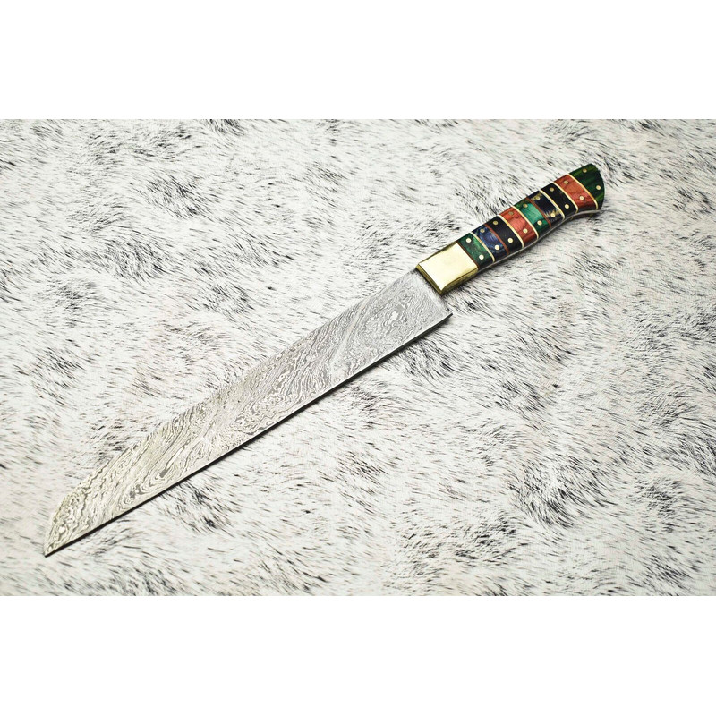 Custom HandForged Damascus Chef Knife  Full Tang Kitchen Knife  1095  15N20 Steel 0