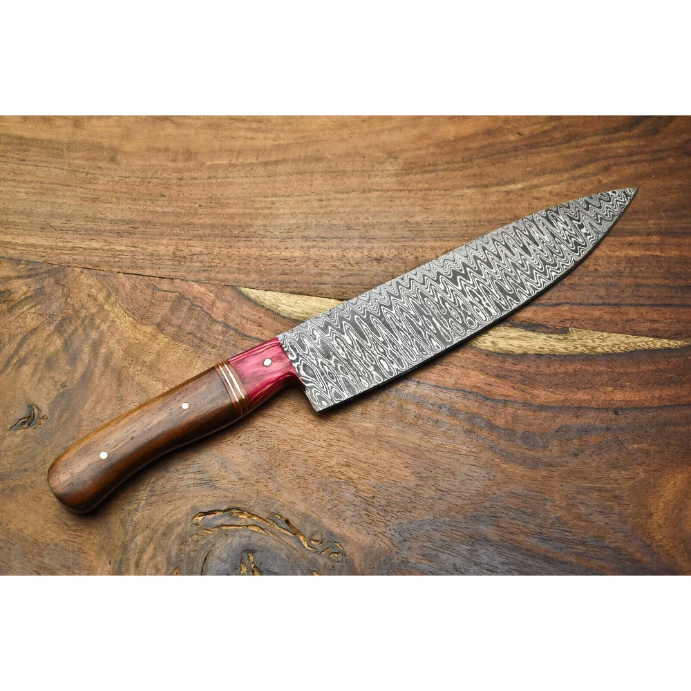 Custom Forged Damascus Chef Knife  Handcrafted Kitchen Blade 3