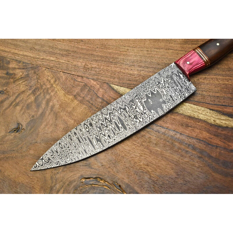 Custom Forged Damascus Chef Knife  Handcrafted Kitchen Blade 2