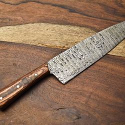 handmade damascus steel cooking knife with razor sharp edge