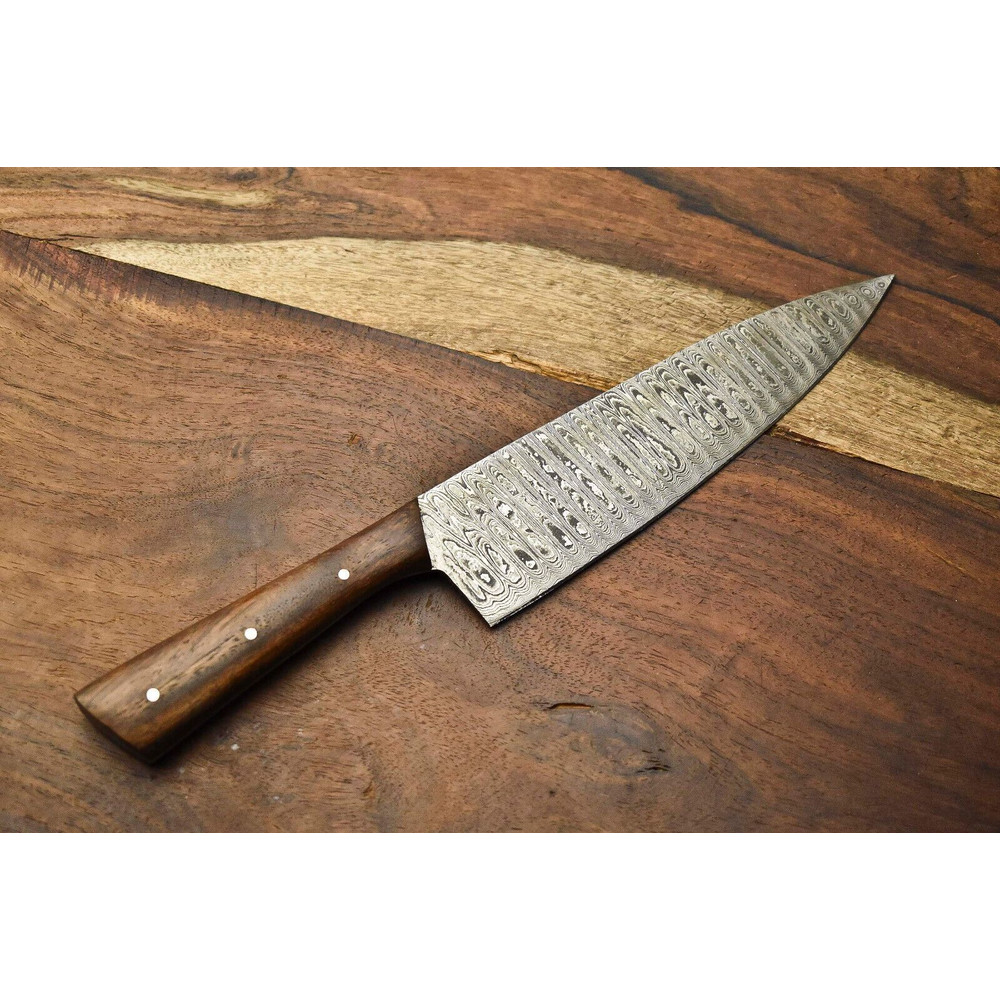 Authentic Hand Forged Damascus Steel Chef Knife With Hardwood Handle 3