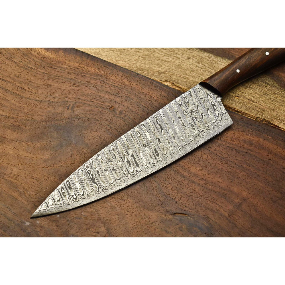Authentic Hand Forged Damascus Steel Chef Knife With Hardwood Handle 2