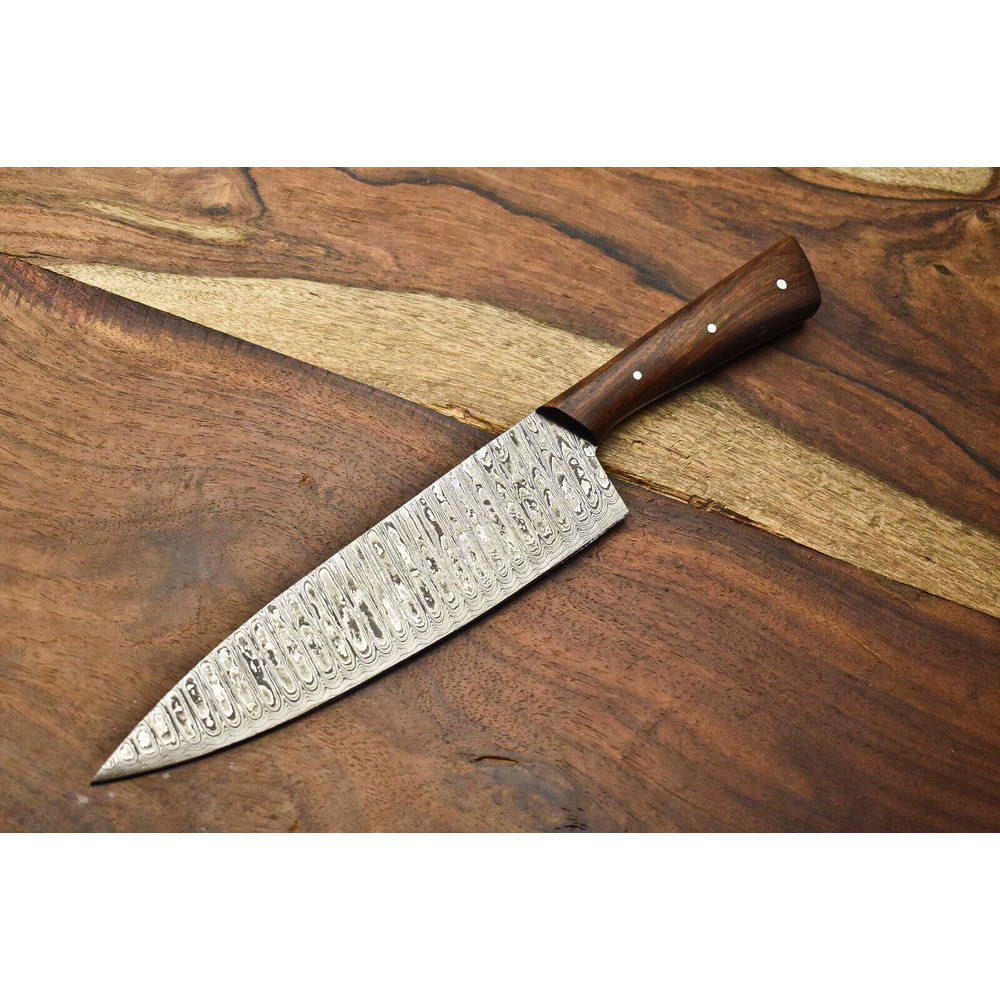Authentic Hand Forged Damascus Steel Chef Knife With Hardwood Handle 0