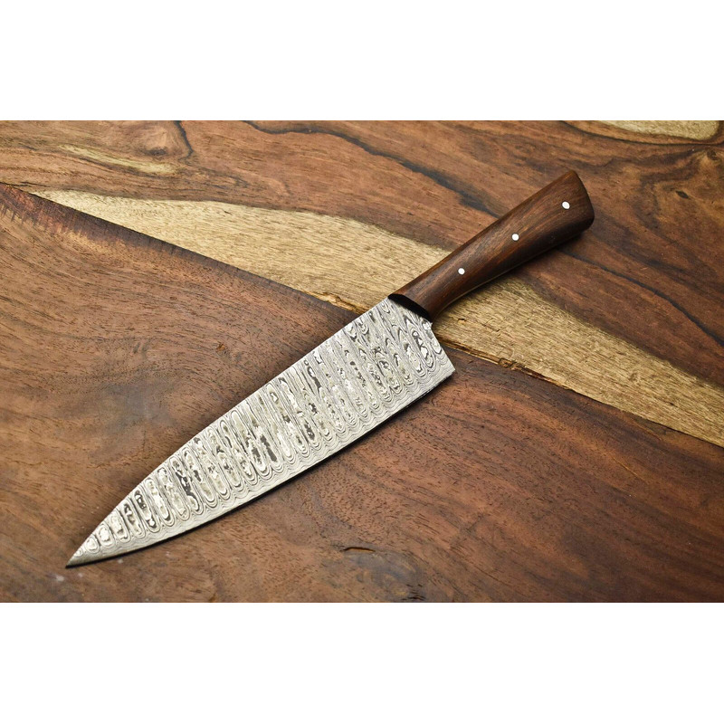 Authentic Hand Forged Damascus Steel Chef Knife With Hardwood Handle 0