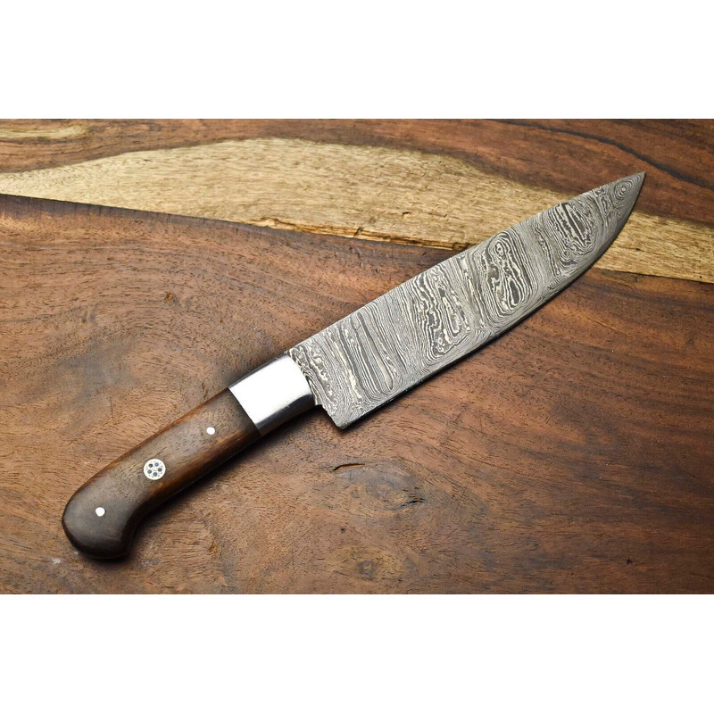 Full Tang Damascus Steel Chef Knife Handmade With Premium Hardwood Handle 3