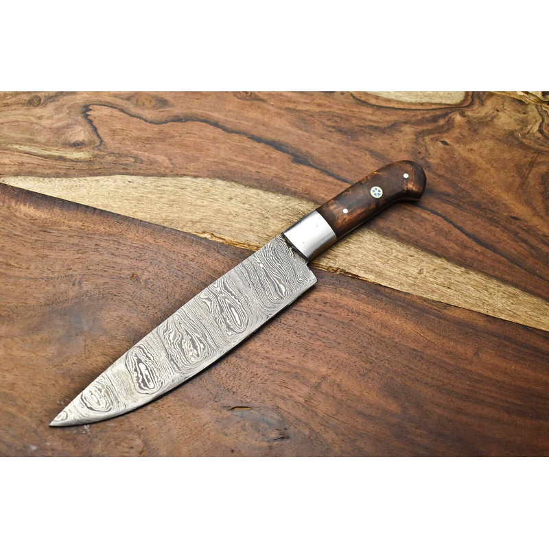 Full Tang Damascus Steel Chef Knife Handmade With Premium Hardwood Handle 0