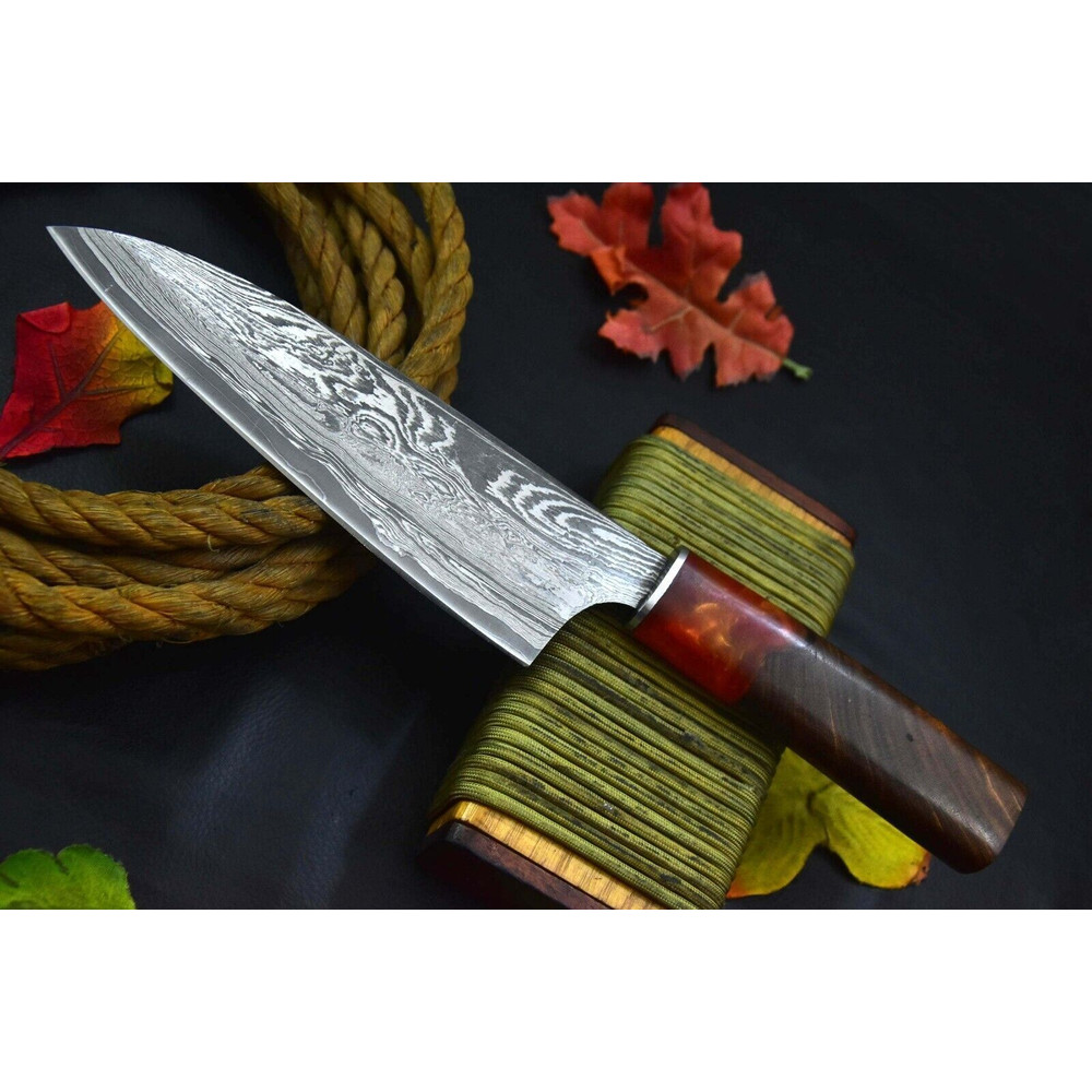 Elegant Handmade Damascus Steel Chef Knife  Durable Professional Blade 1