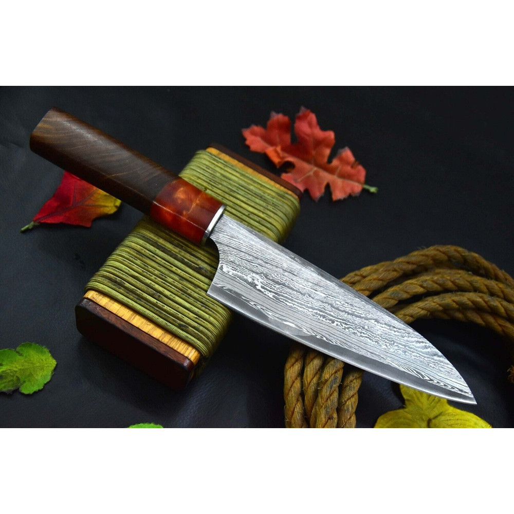 Elegant Handmade Damascus Steel Chef Knife  Durable Professional Blade 0