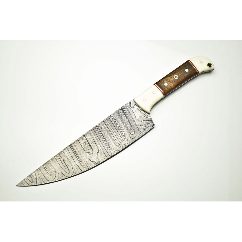 Authentic Forged Damascus Steel Chef Knife  Premium Culinary Kitchen Tool 0