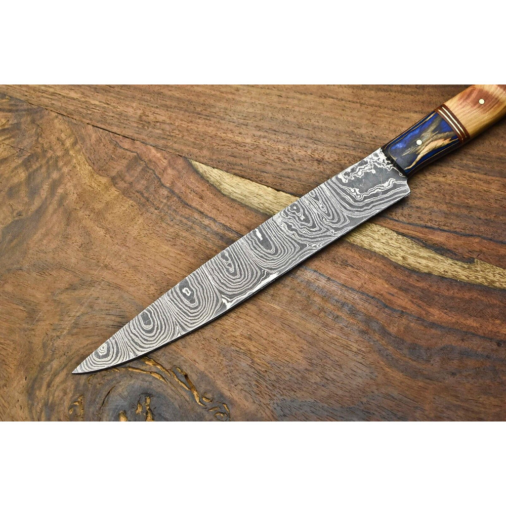 Exclusive Damascus Chef Knife  Hand Forged Steel With Polished Wood Handle 2
