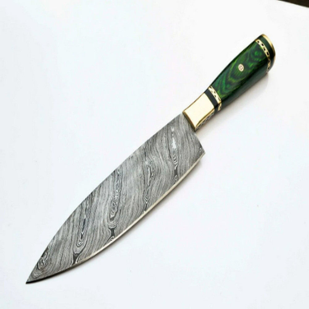 13 Handmade Damascus Steel Chef Knife  Full Tang Kitchen  Camping Knife W Sheath 3