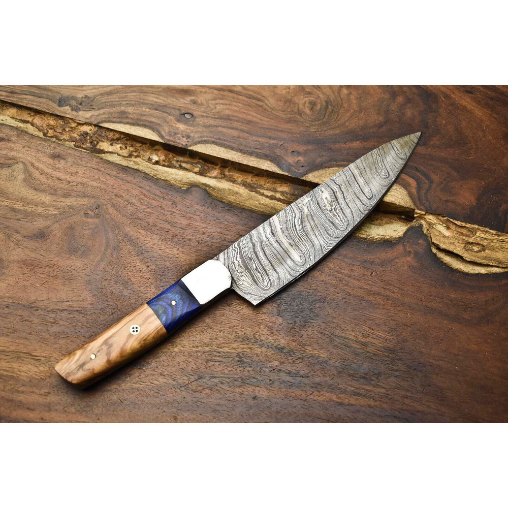 12 Damascus Steel Kitchen Knife  Handmade Chef Cooking Blade 3