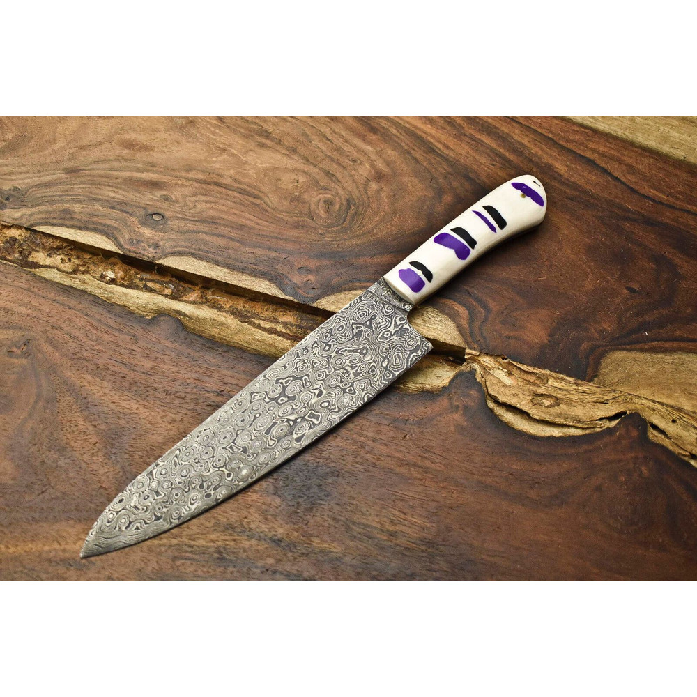 12 Inch Handmade Damascus Chef Knife  Premium Full Tang Forged Kitchen Knife 0