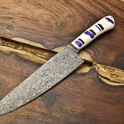 12 inch handmade damascus chef knife | premium full tang forged kitchen knife