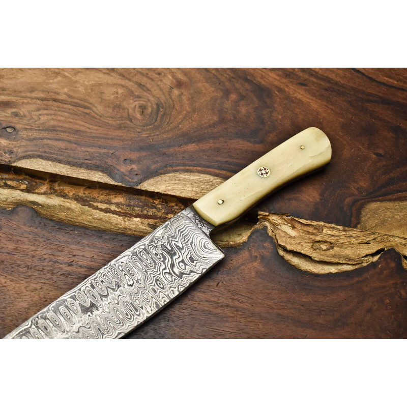 105 Handmade Damascus Steel Chef Knife  Full Tang Forged Kitchen Cooking Blade 1