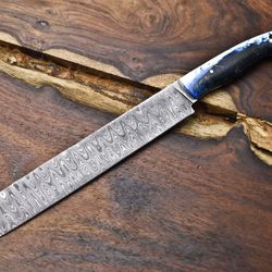 custom 11" damascus steel kitchen knife | hand-forged full tang chef knife