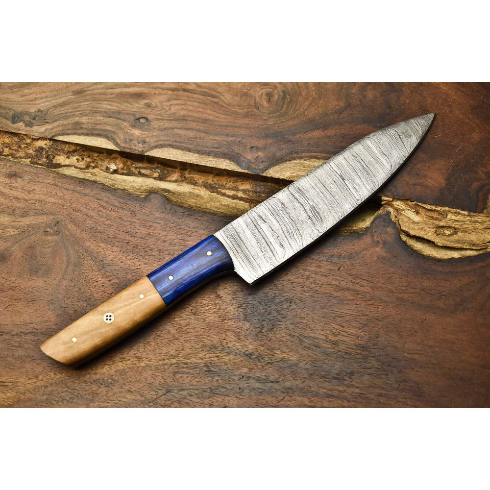 12 Handmade Damascus Steel Chef Knife  Full Tang Professional Kitchen Blade 0