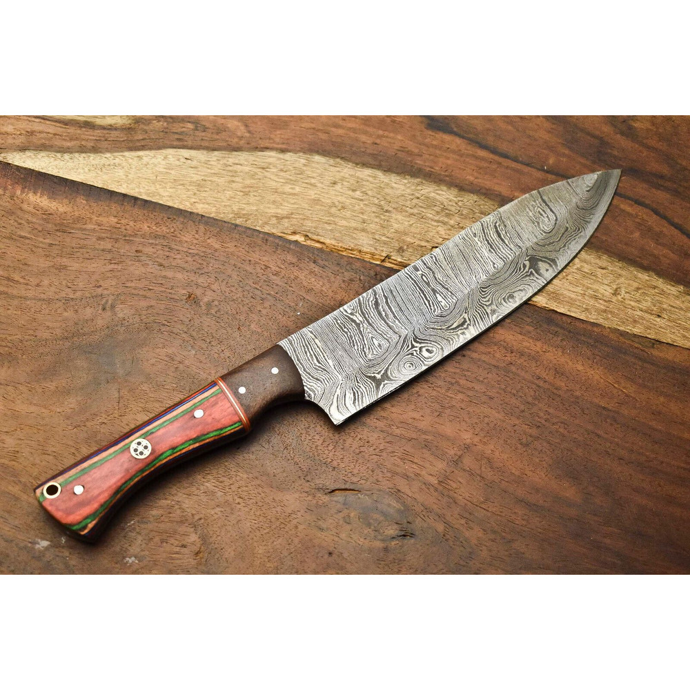 12 Damascus Steel Cooking Knife  Handmade Full Tang Chef Blade 3