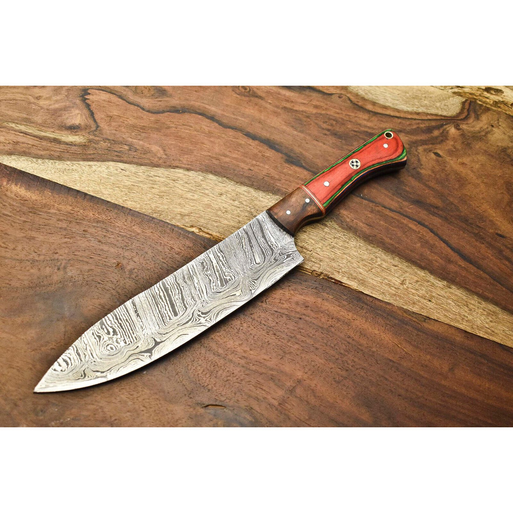 12 Damascus Steel Cooking Knife  Handmade Full Tang Chef Blade 0