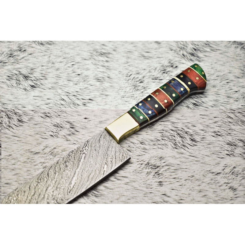 Hand Forged Damascus Steel Kitchen Knife  Walnut Wood Chef Knife 12 1
