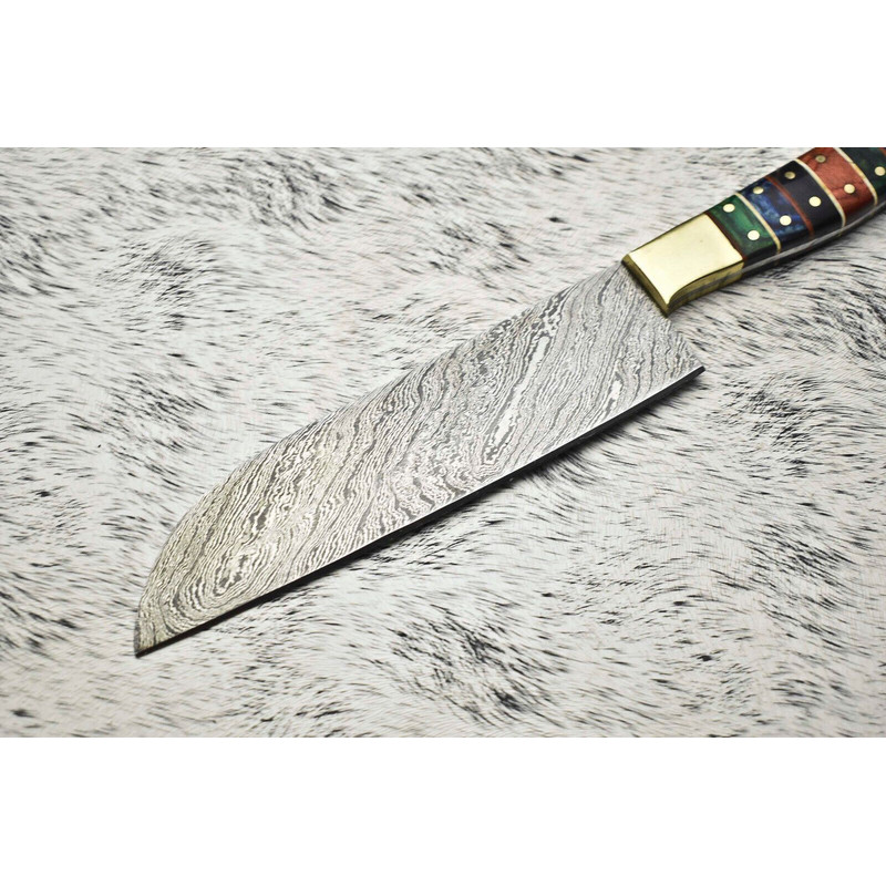 Hand Forged Damascus Steel Kitchen Knife  Walnut Wood Chef Knife 12 2