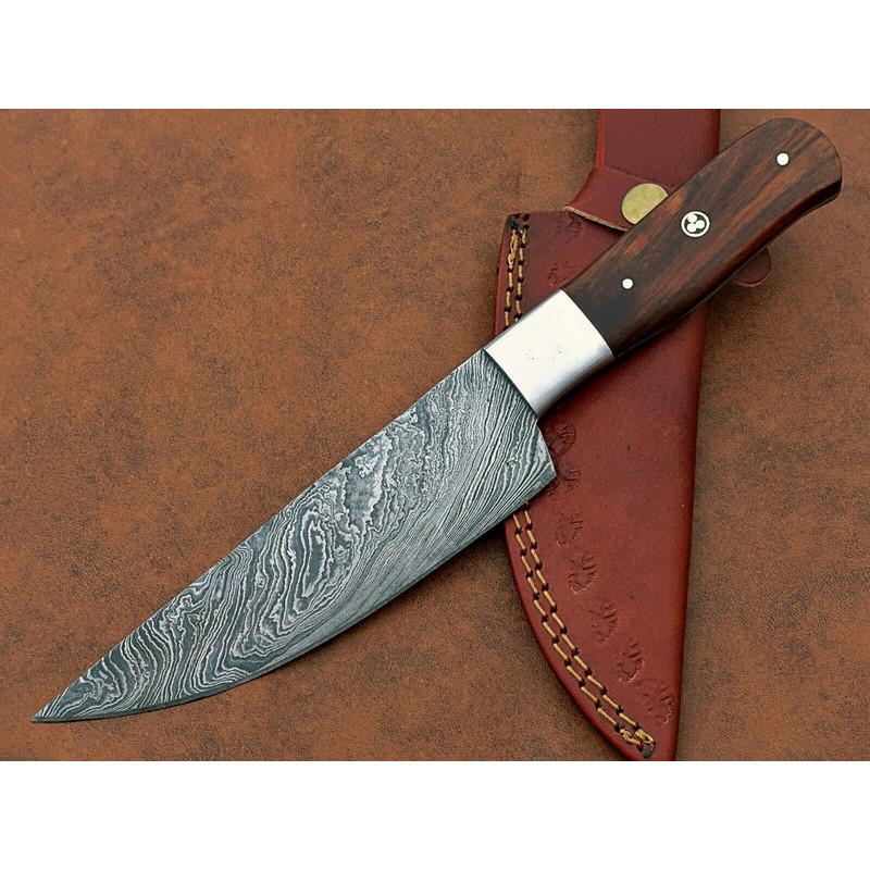 Custom Handmade Damascus Steel Chef Knife  Full Tang Kitchen Knife  Professional Cooking Blade 1