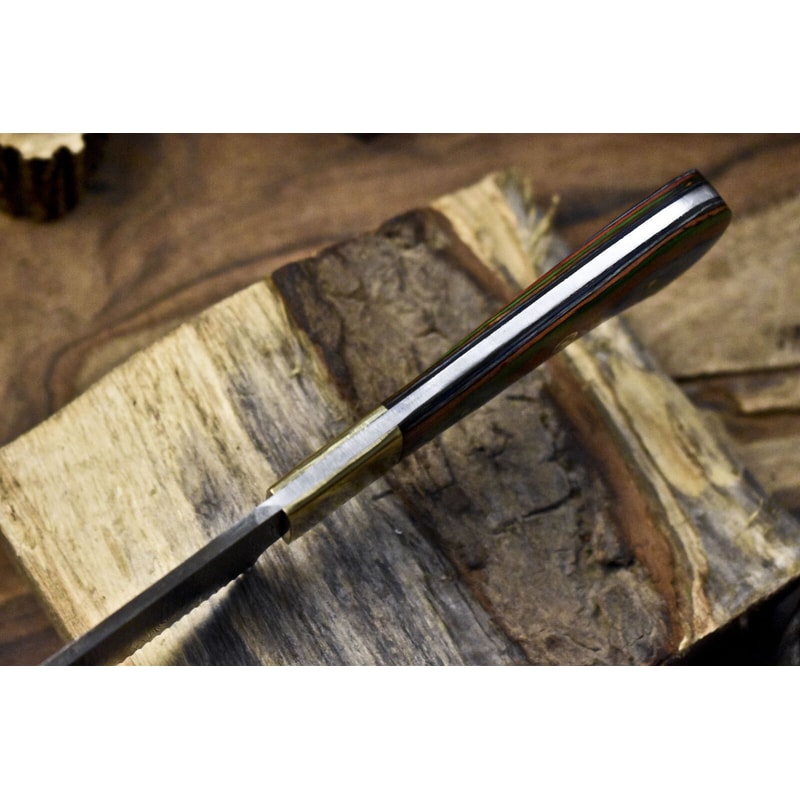 9 Custom Handmade Damascus Chef Knife Twist Pattern Blade Brass Bolster Hardwood Handle 2