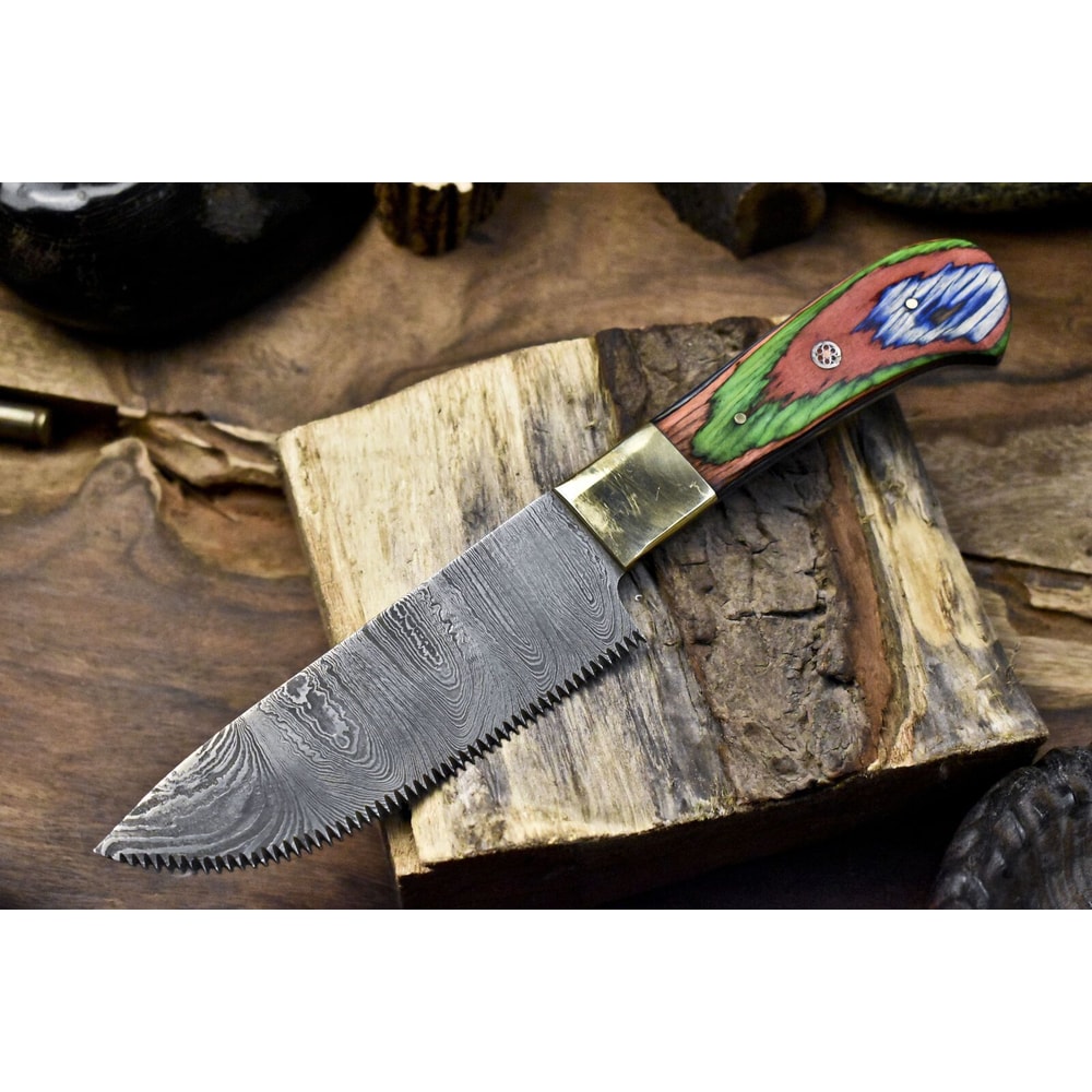 9 Custom Handmade Damascus Chef Knife Twist Pattern Blade Brass Bolster Hardwood Handle 0