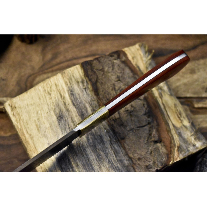 Handmade Damascus Chef Knife  Hardwood Handle With Brass Bolster  Compact Kitchen Knife 2