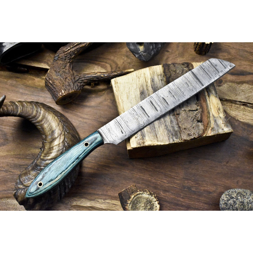 Hand Forged Damascus Chef Knife  Twist Design Blade  Hard Wood Handle  Professional Knife 1
