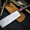 Handmade Carbon Steel Cleaver Knife Wooden Handle Leather Sheath 0