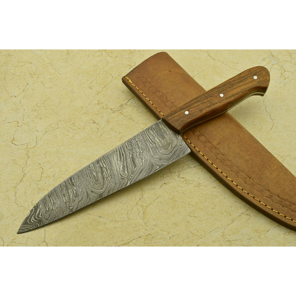 Custom Handmade Forged Damascus Steel Chef Knife With Rosewood Handle 1