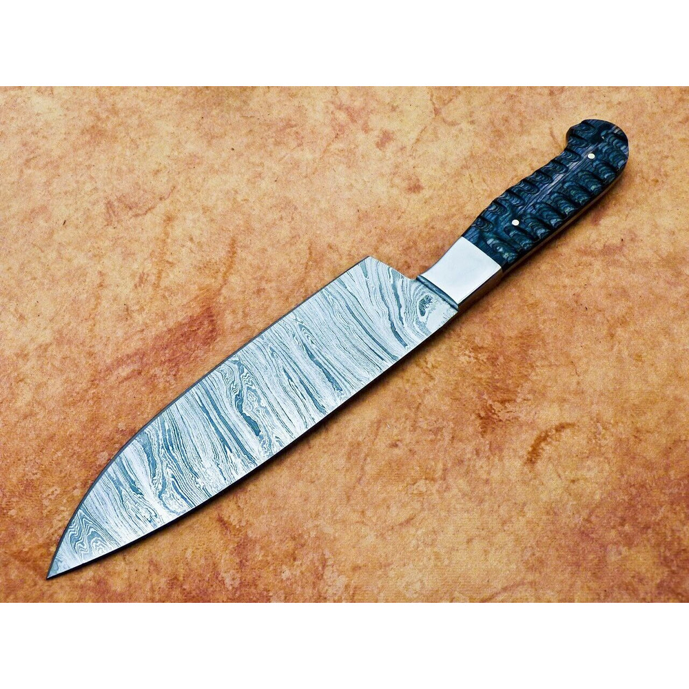 Handmade 13 Damascus Steel Chef Knife  Professional Kitchen Knife With Hard Wood Handle 1