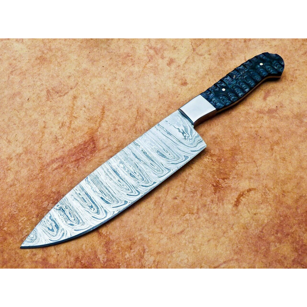 Handmade 13 Damascus Steel Chef Knife  Professional Kitchen Knife With Hard Wood Handle 2