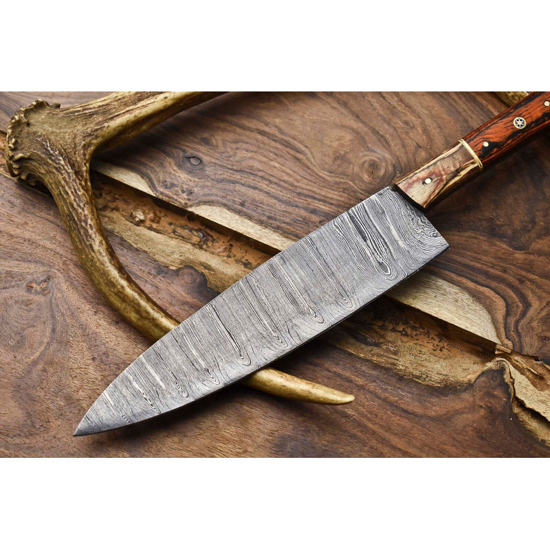 Custom Forged 12 Damascus Steel Blade  Professional Chef Kitchen Knife 2
