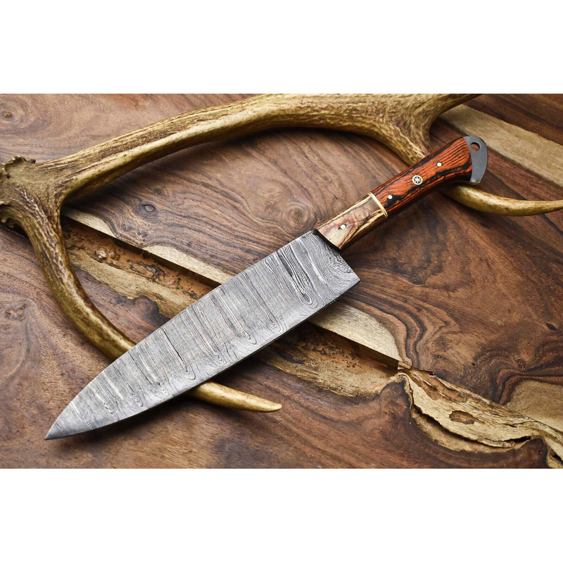 Custom Forged 12 Damascus Steel Blade  Professional Chef Kitchen Knife 0