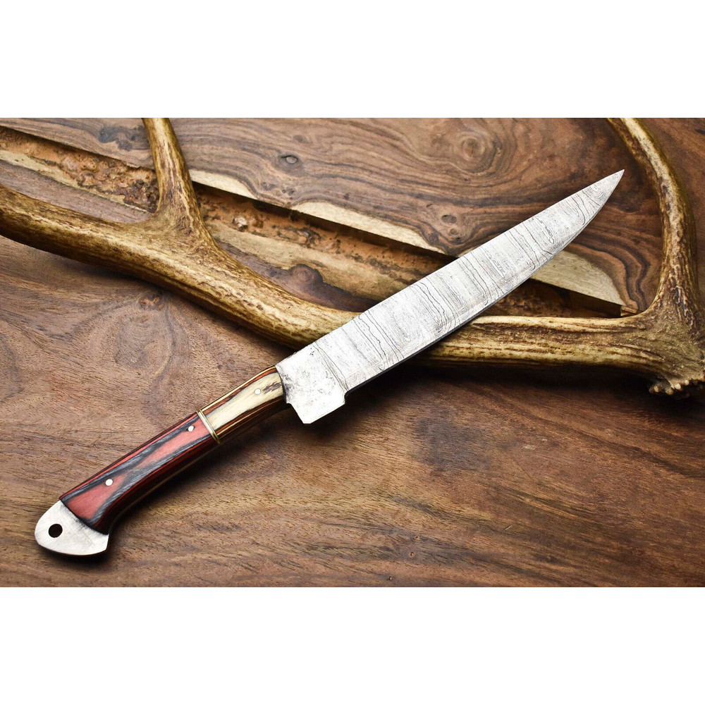 Handmade Damascus Kitchen Knife  12 Inch Full Tang Chef Knife 3