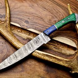 hand forged damascus chef knife | 12" full tang blade for kitchen use