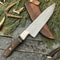 Custom Hand Forged Damascus Steel Chef Knife With Leather Sheath Wood Resin Handle 3