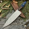 Hand Forged Twist Damascus Chef Knife  Wood  Resin Handle  Hunting Kitchen Knife 0