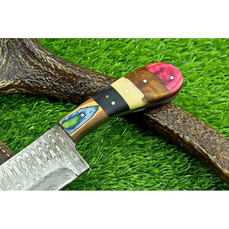 Handmade Damascus Steel Kitchen Chef Knife Compact 105 Blade Natural Wood Handle 3