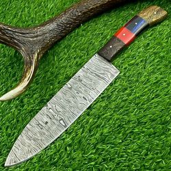 exclusive handmade damascus steel chef knife | compact kitchen & camping knife
