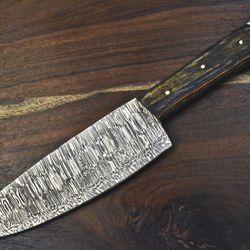 10" custom damascus steel chef knife | handmade twist pattern knife with wooden handle