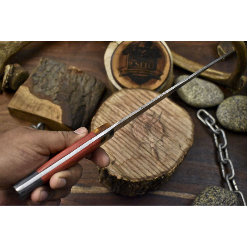 13 Inch Custom Forged Damascus Steel Chef Knife With Wood Handle 2