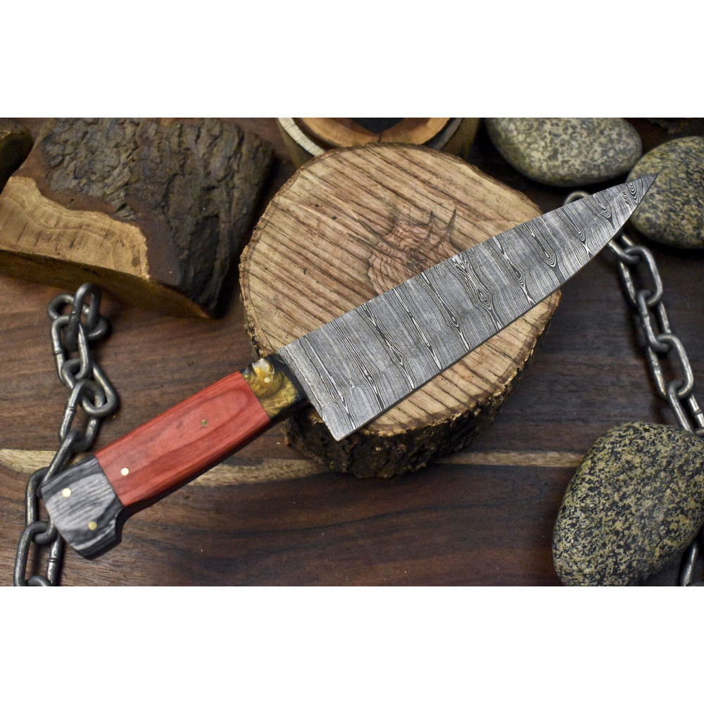 13 Inch Custom Forged Damascus Steel Chef Knife With Wood Handle 1