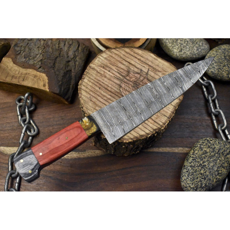 13 Inch Custom Forged Damascus Steel Chef Knife With Wood Handle 1